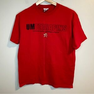 Foot Locker Vintage UM Terrapins Red Crew Neck Short Sleeve Tee with Graphic